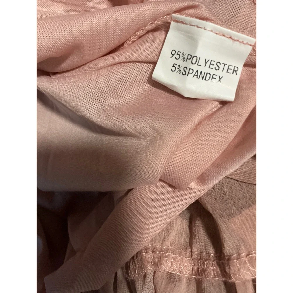 Light Pink Smocked Off Shoulder Ruffle Hem Dress Long Sleeve Boho Chic